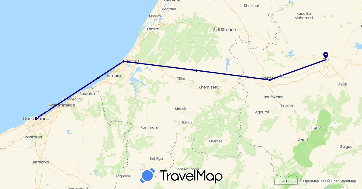 TravelMap itinerary: driving in Morocco (Africa)